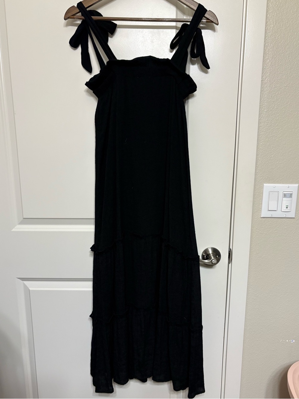 Blu Pepper Black Tie-Shoulder Maxi Dress